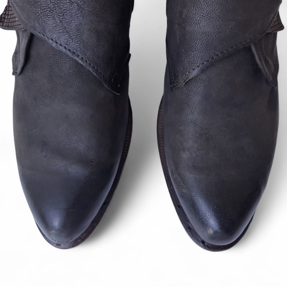 A.S.98 Edgy Moto Leather Bootie Almond Patina Zip Boho Western Biker Ombre 9.5 - Picture 10 of 16